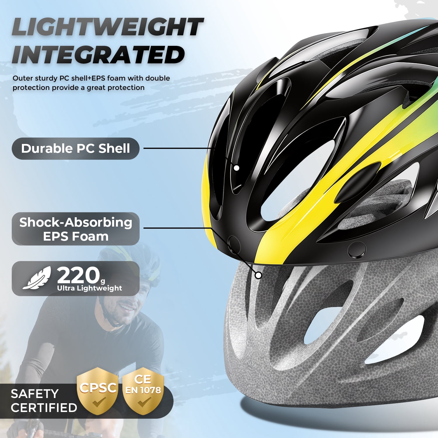 VICTGOAL Bike Helmet for Adults with Light and Goggles Lightweight MTB Road Bicycle Helmets for Men Women Cycling Ebike Scooter