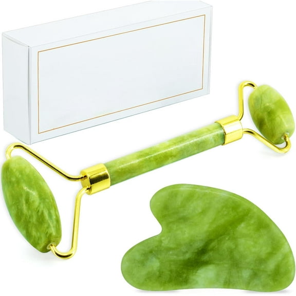 TIFOR Jade Roller & Gua Sha, Face Roller, Facial Beauty Roller Skin Care Tools, Self Care Gift for Men Women, Massager for Face, Eyes, Neck, Relieve Fine Lines and Wrinkles