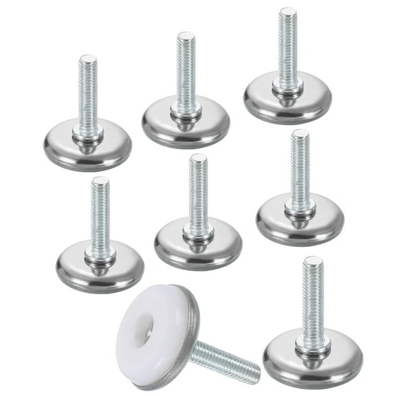 8Pack M6 Thread Furniture Feet Levelers, 28x25 Adjustable Leveling Table Feet, Screw on Furniture Glide Leveling for Chair Stool Legs, White