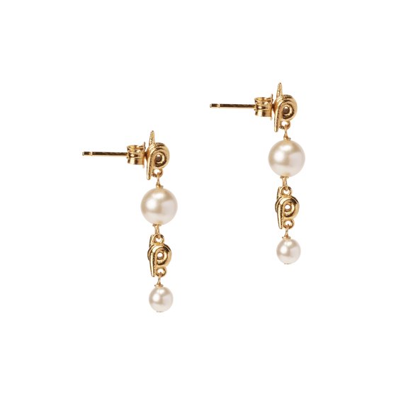Bella by Thorne Pearl x Barb Adult Earrings,Gold, (Unisex)