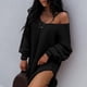 thumbnail image 3 of Gibobby Suéter de invierno para mujer, Suéter holgado de punto con cuello en V, para mujer, casual, ligero(Negro,G), 3 of 4