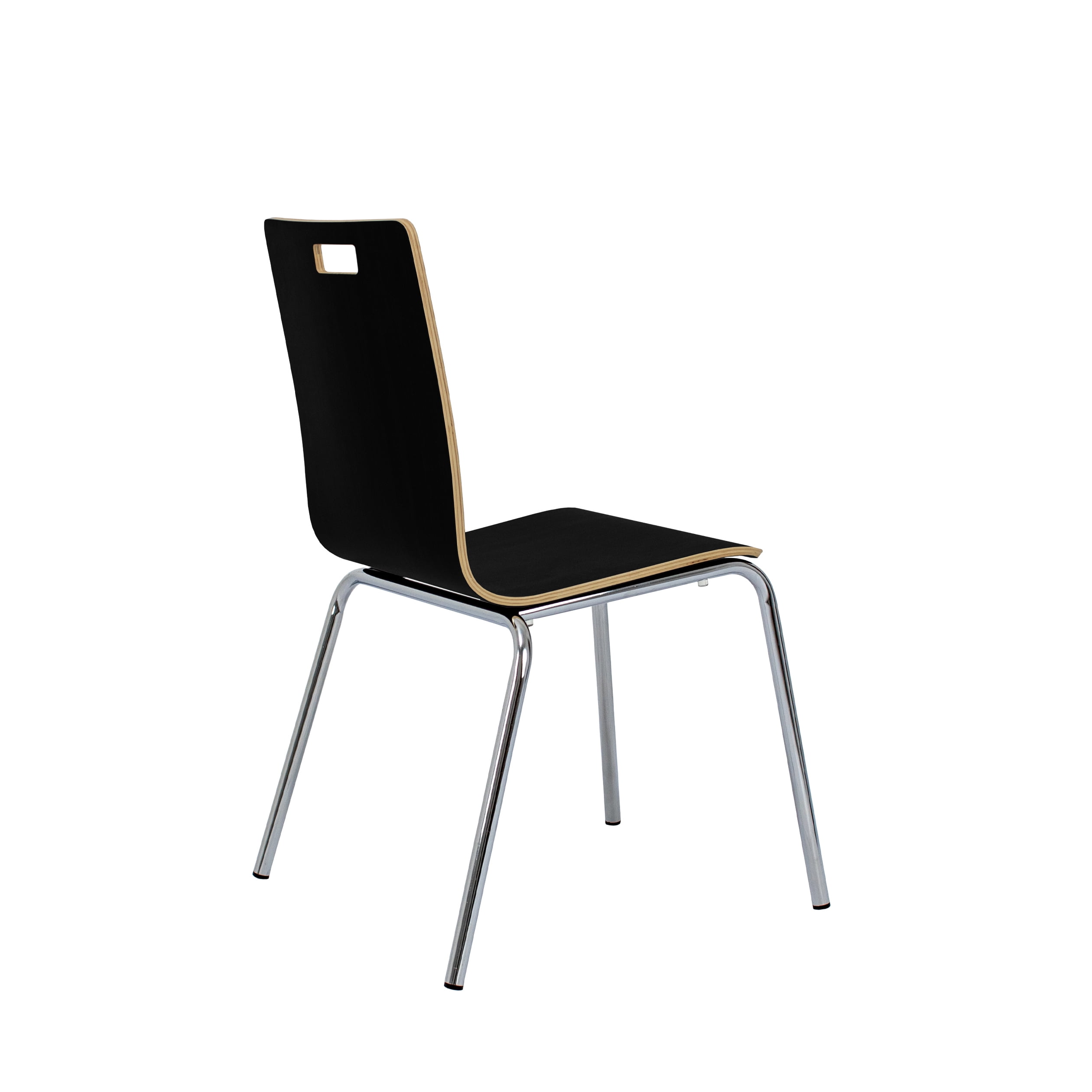 Hampden Furnishings Alexis Collection Stack Chair, Black Woodgrain, Modern Plywood Seat, Pack of 4