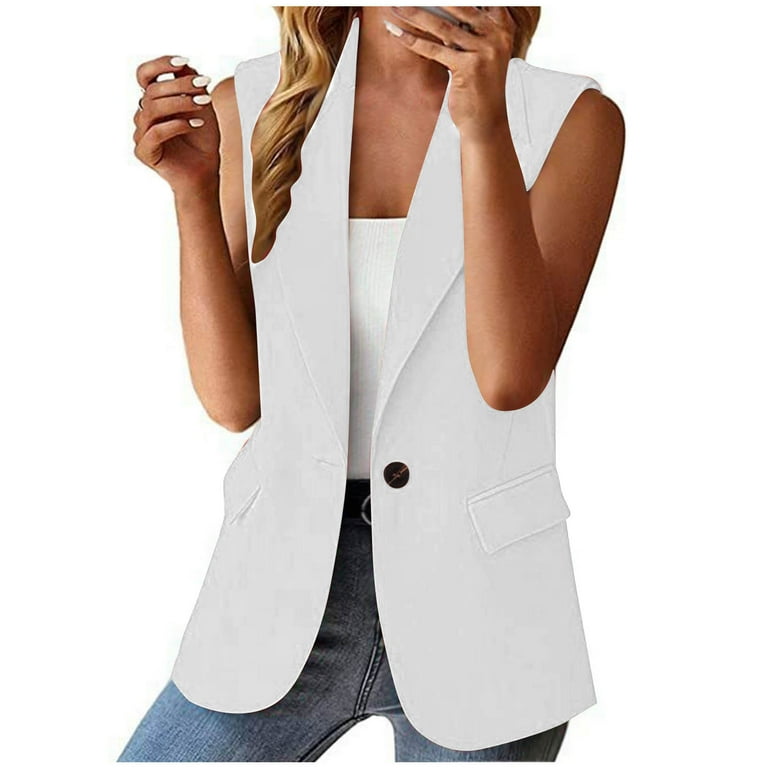 Bsdjilfg Dress Vests for Women Formal Business Waistcoat Sleeveless Lapel Button Up Suit Jacket with Pockets ,Sizes S-3xl, Women's, Size: 2XL Bsdjilfg Dress Vests for Women Formal Business Waistcoat Sleeveless Lapel Button Up Suit Jacket with Pockets ,Sizes S-3xl, Women's, Size: 2XL