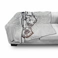 thumbnail image 2 of Rock and Roll Soft Flannel Fleece Throw Blanket, Raised Tattooed Human Hand Doing the Well Known Sign, Cozy Plush for Indoor and Outdoor Use, 60" x 80", Redbrown Dark Purple, by Ambesonne, 2 of 5