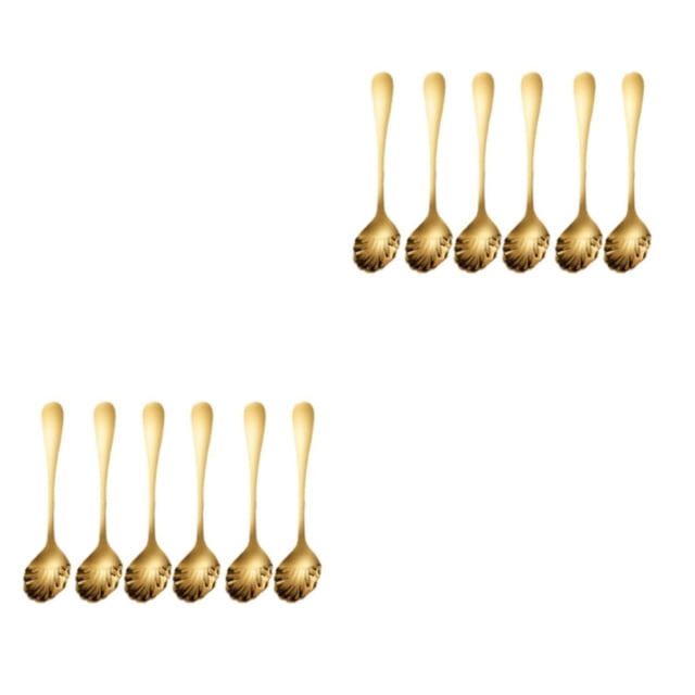 Wosthever Juego de cubiertos con forma de concha de 6 uds., cuchara impresa, café, té de la tarde Type5 NO5