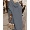 thumbnail image 3 of Langwyqu Solid Color Autumn Winter Open Front Casual Loose Hooded Cardigan Hooded Outerwear, 3 of 5
