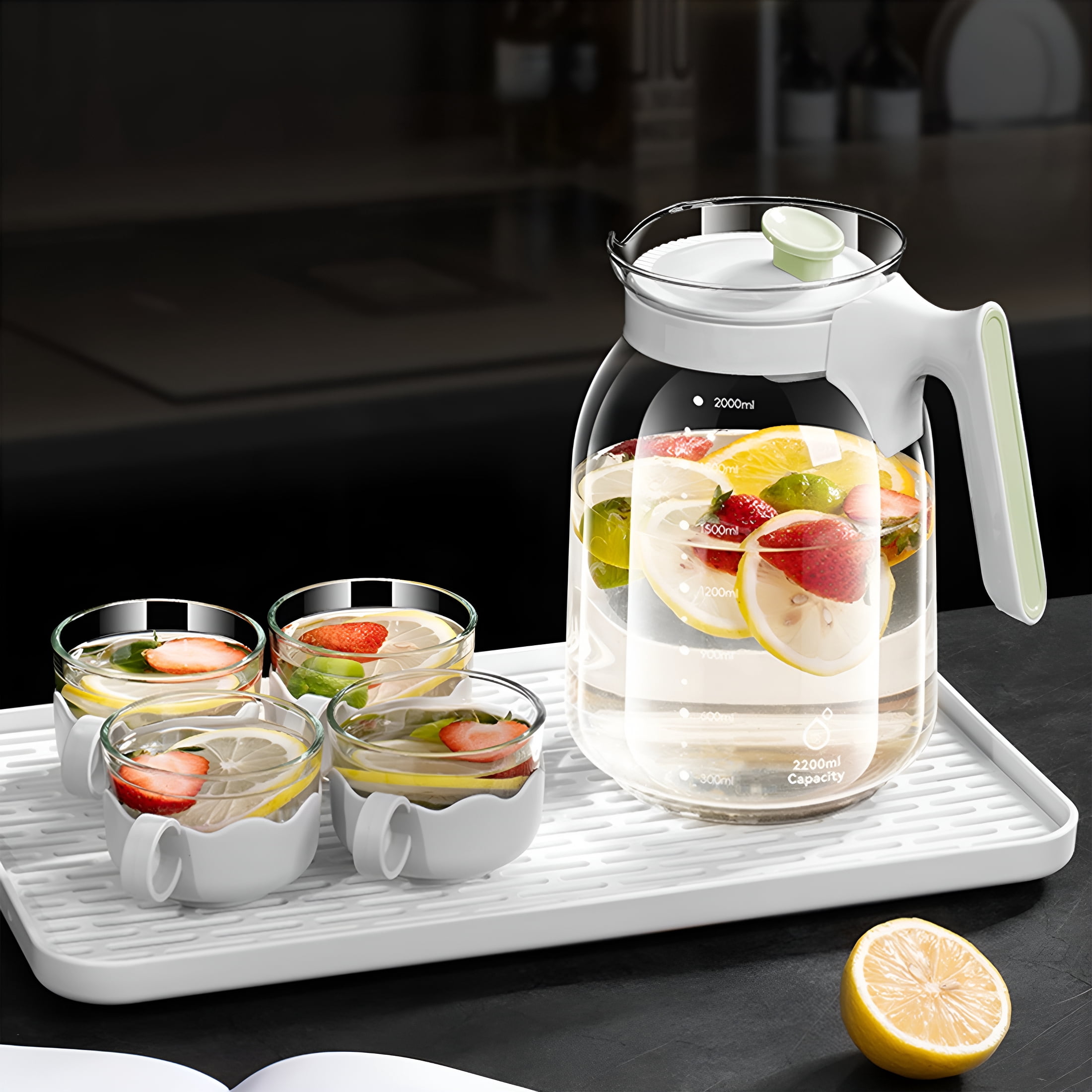 ACDANC 2026 New 1Pcs Glass Pitcher with Lid and Spout,Breast Milk Pitcher with Handle for Fridge,Borosilicate Glass Carafe for Hot/Cold Drink,Small Jug for Iced Tea,Coffee,Water Storage Container
