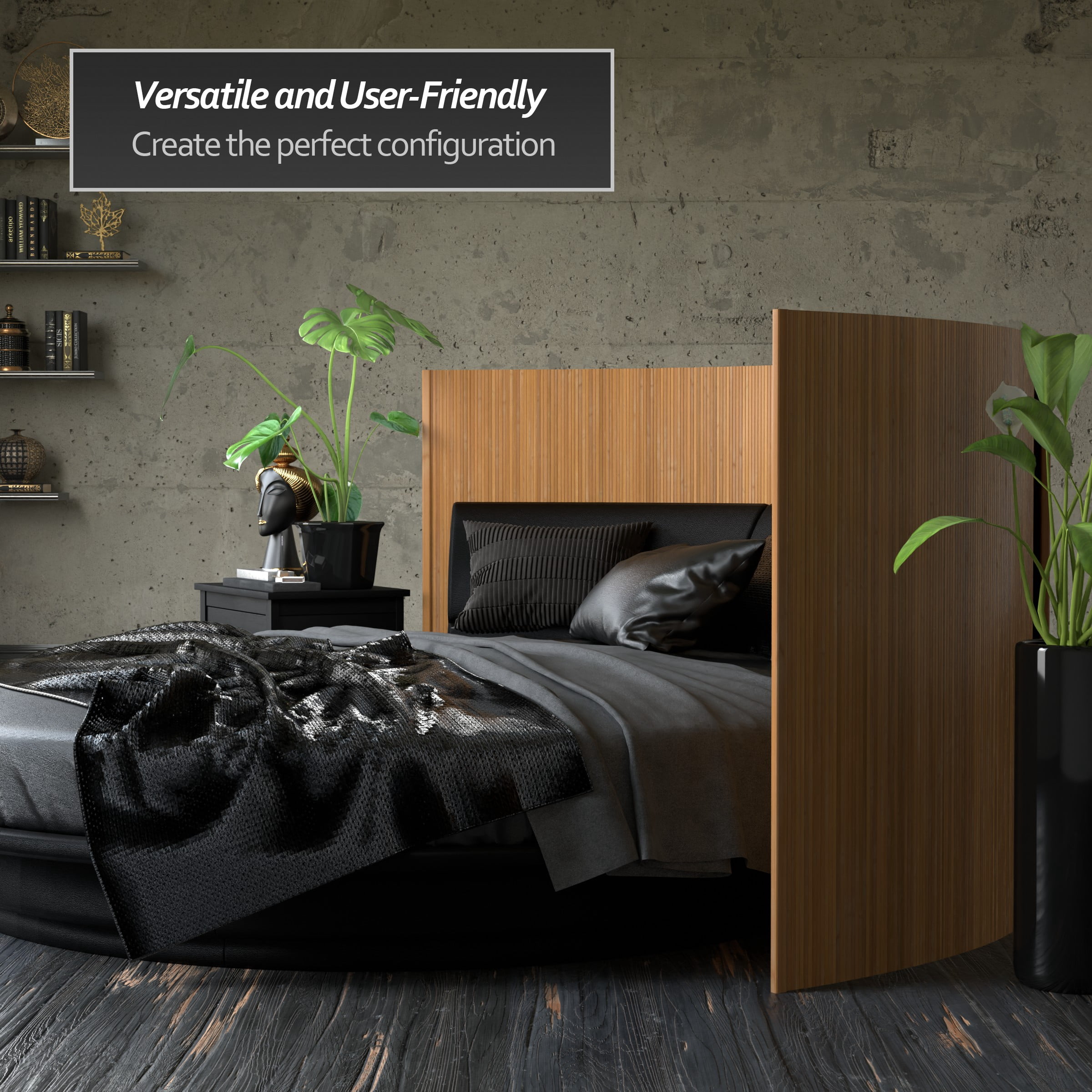 4 ft. Natural Bamboo Wave Room Divider Screen with Roll Up Design