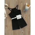 thumbnail image 3 of Bagilaanoe Toddler Baby Girl Summer Romper Overalls 9M 12M 18M 24M 3T 4T Ribbed Sleeveless Sling Shorts Jumpsuit with Belt Bag, 3 of 9