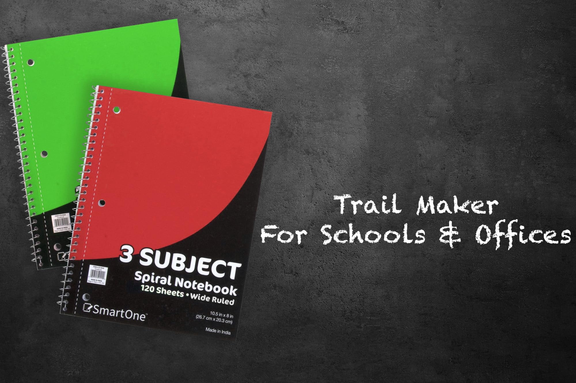 20 Pack of Bulk Wholesale 3 Subject 120 Sheet Wide Ruled Lined Spiral Notebooks in Assorted Colors