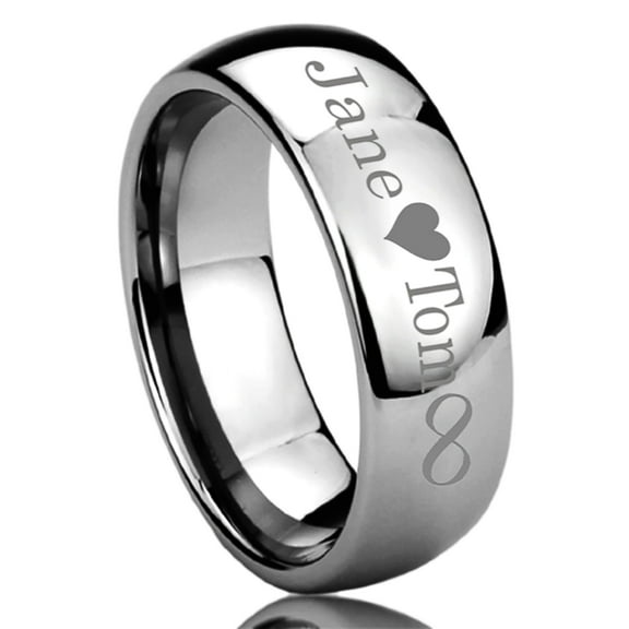 Free Engraving Men Women Personalized Outside Inside Engraving Tungsten Carbide Wedding Band Ring 7mm Domed Classic Ring