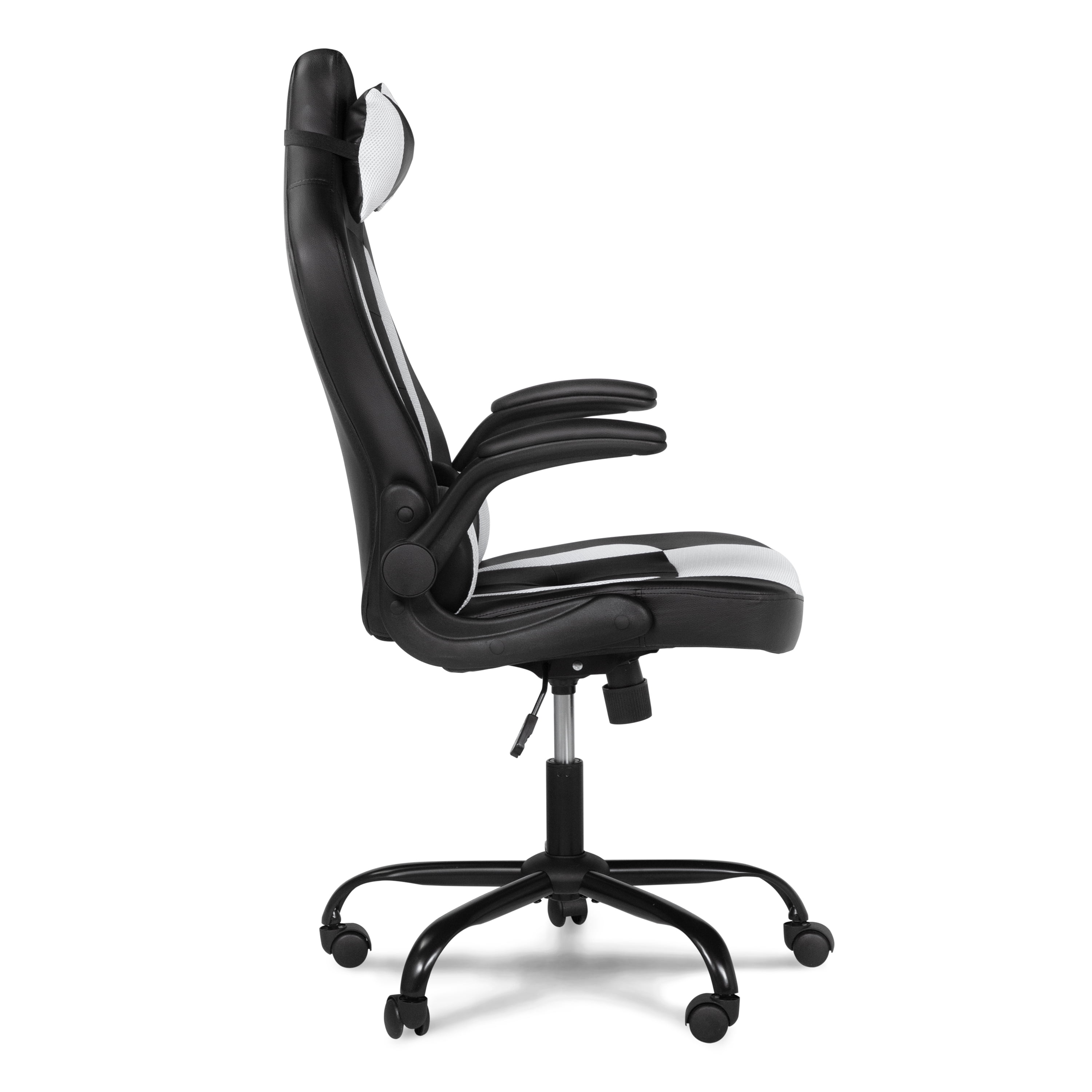 Furniture of America Ergonomic Swivel Gaming Chair with Lumbar Support in White and Black Fabric