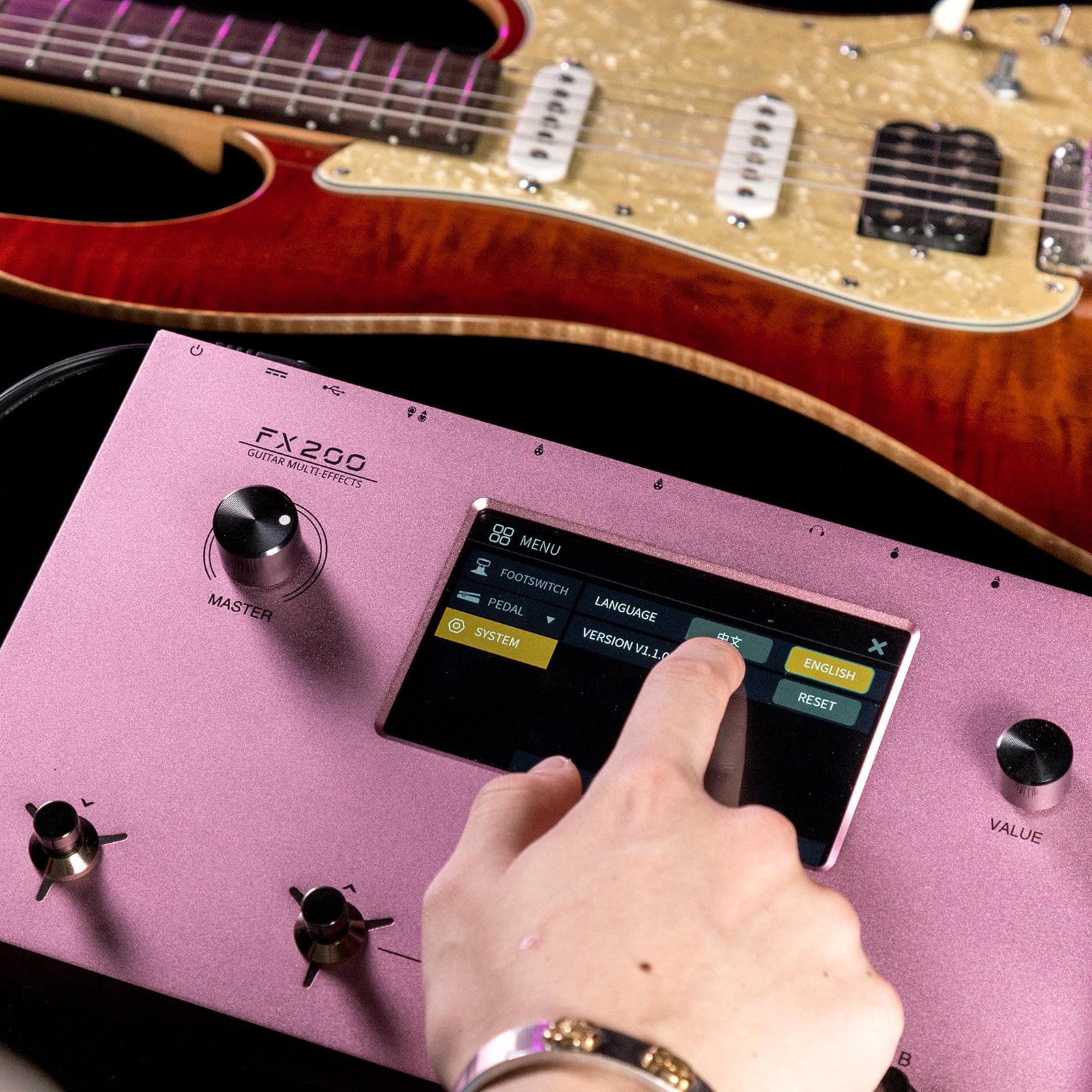FLAMMA FX200 Multi Effects Guitar Pedal with 5” LCD Touch Screen Programmable MIDI Port Extensive I/O Support Modules Order Changing USB Audio Recording 58 Preamp Models 30 Cabinet Simulations
