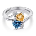 thumbnail image 3 of Gem Stone King 925 Sterling Silver Yellow Citrine Persian Blue Moissanite and White Moissanite Ring for Women (1.48 Cttw, Heart Shape 6MM, Gemstone November Birthstone, Size 9), 3 of 6