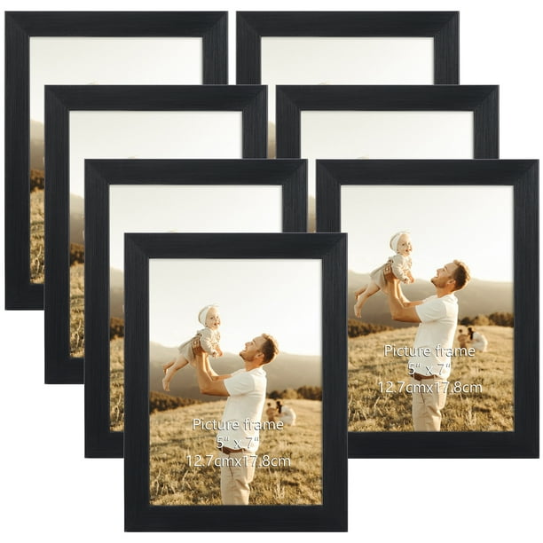 5x7 Picture Frames Set of 7, Black Photo Frames for Wall Mounting or