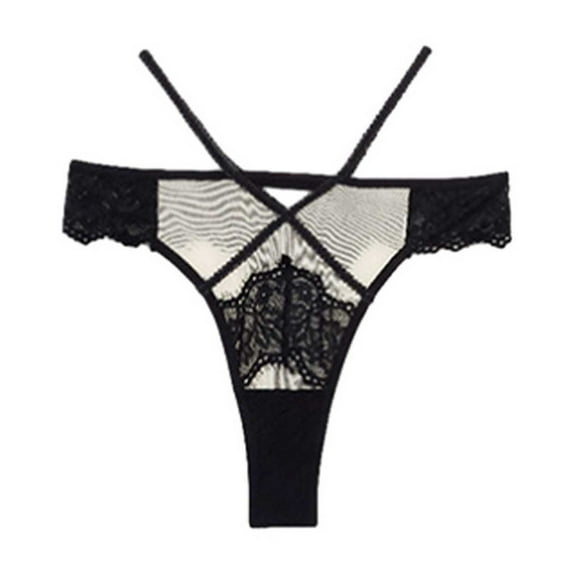 Ruimatai Women's Lace Underwear Mid Rise Comfortable Breathable Hip Lift Soft Stretch Panties Solid Black Polyester Spandex