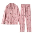 thumbnail image 4 of Cotton Pajamas for Women Set 2 Piece Print Lounge Sets Long Sleeve Button Down Shirts Pants Senior Ladies Sleepwear, 3XL, 4 of 4