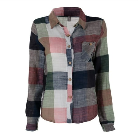 - ZEDWELL 2018 Ladies Tops Casual Cotton Long Sleeve Plaid Shirt Women Tracksuit Slim Blouse Tops Ladies Office Blouse