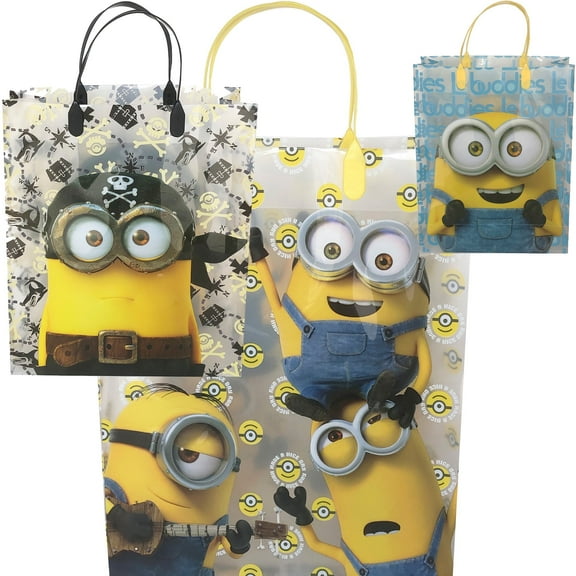 3 Minions Large Goodie Bags 12"