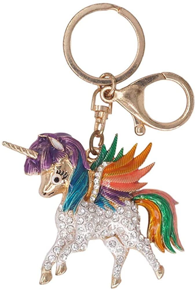 Rhinestone Unicorn Unisex Car Keychain Exquisite Bag Accessories Pendant
