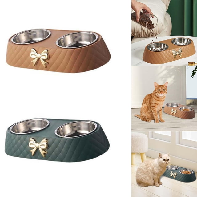 Juego de 2 bebederos dobles Yinane desmontable para perros y gatos Comedero para gatos
