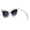 thumbnail image 4 of Womens Show Bulb Sign Engraving Plastic Cat Eye Horned Sunglasses Clear Smoke, 4 of 4