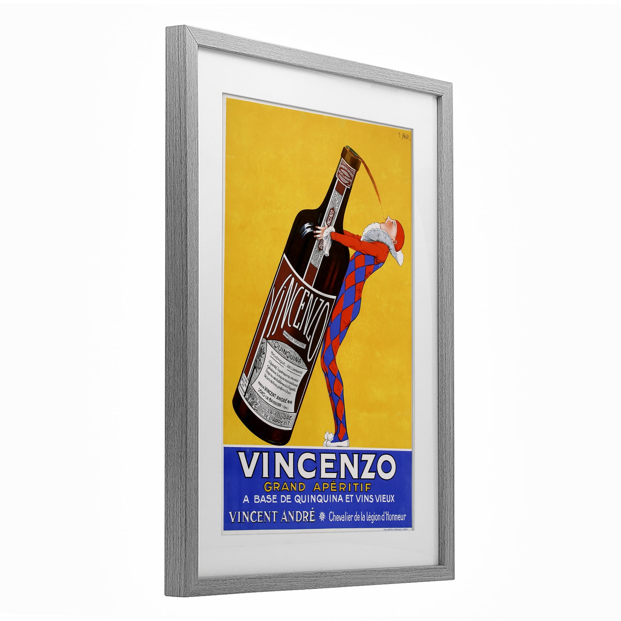 Stupell Industries Vincenzo Vintage Wine Gray Framed Print Under Glass, design by Vintage Posters