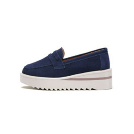 

Lacyhop Women Loafers Low Heel Casual Shoes Slip On Wedge Loafer Work Lightweight Moccasins Breathable Comfort Waking Shoe Blue 8.5