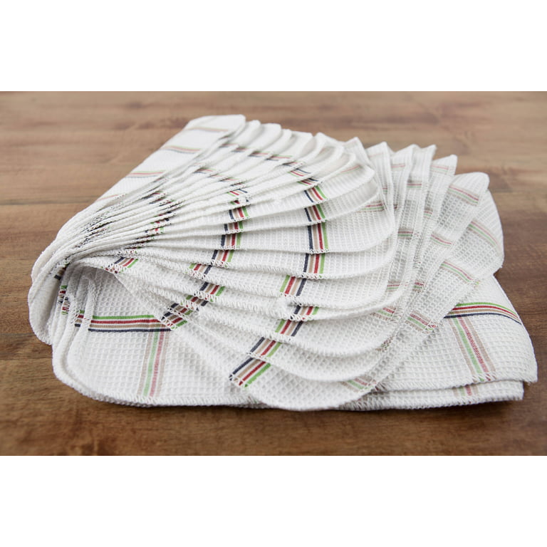 Choice 18 x 18 Natural / Dye-Free Cotton Waffle-Weave Kitchen Towel -  12/Pack