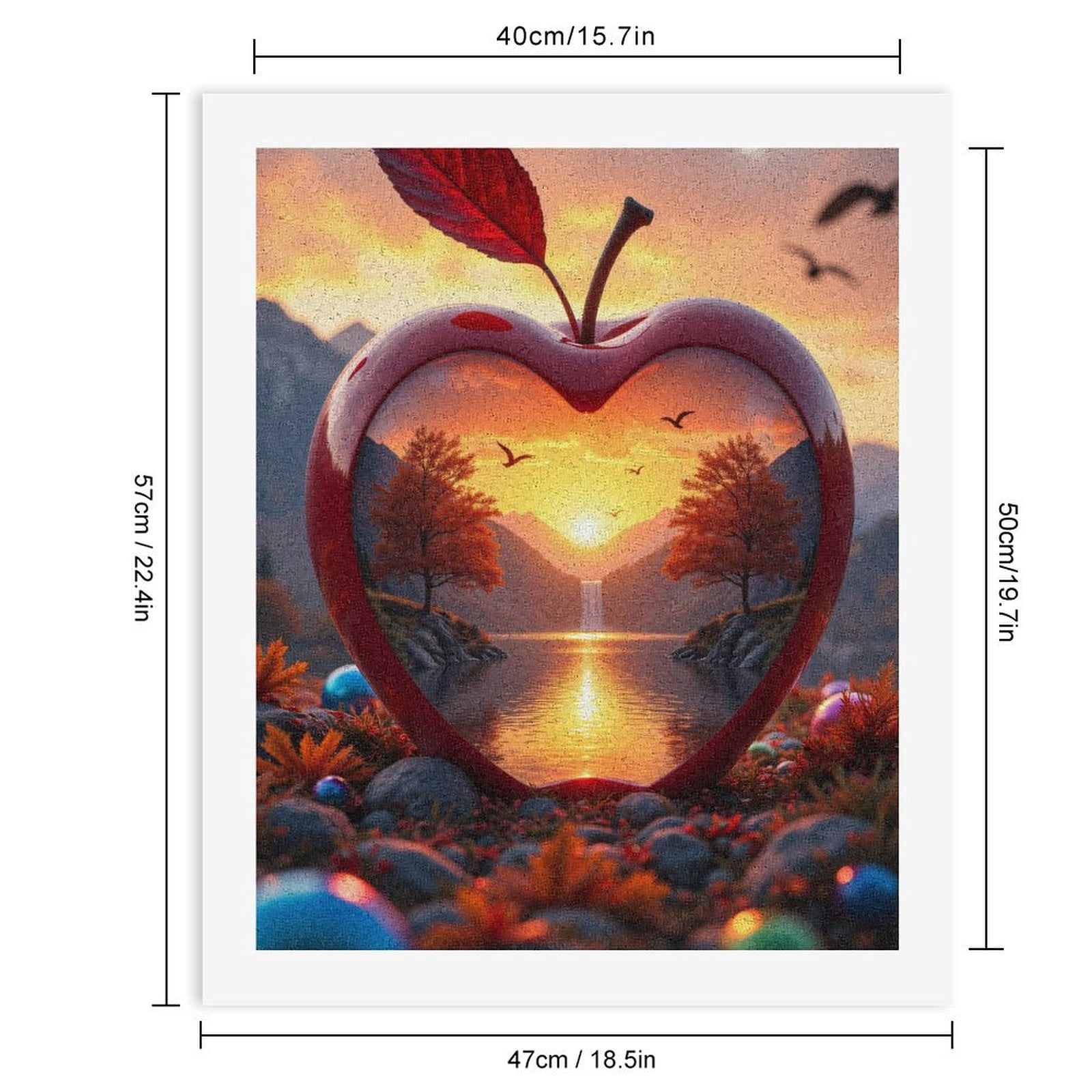 Paint By Numbers Kit for Adults Beginner - Sunset Lake Heart Reflection Fantasy DIY Canvas Painting Kits for Adults, Frameless Paint By Number for Adults for Home Wall Decor 16x20 Inch