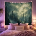 thumbnail image 2 of Misty Evergreen Forest with Waterfall and Layered Mountains, Moody Fantasy for Nature Lovers, Wilderness Mountain Art, Housewarming Gift Tapestry Wall Hanging for Living Room and Bedroom, 2 of 7
