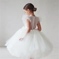 thumbnail image 6 of Otqutp A Line Baby Girls Dress Toddler Kids Baby Girl Ruffle Pageant Party Wedding Tulle Dress Girl Short Sleeve Princess Dresses 2-7 Years(White,4-5 Years), 6 of 7
