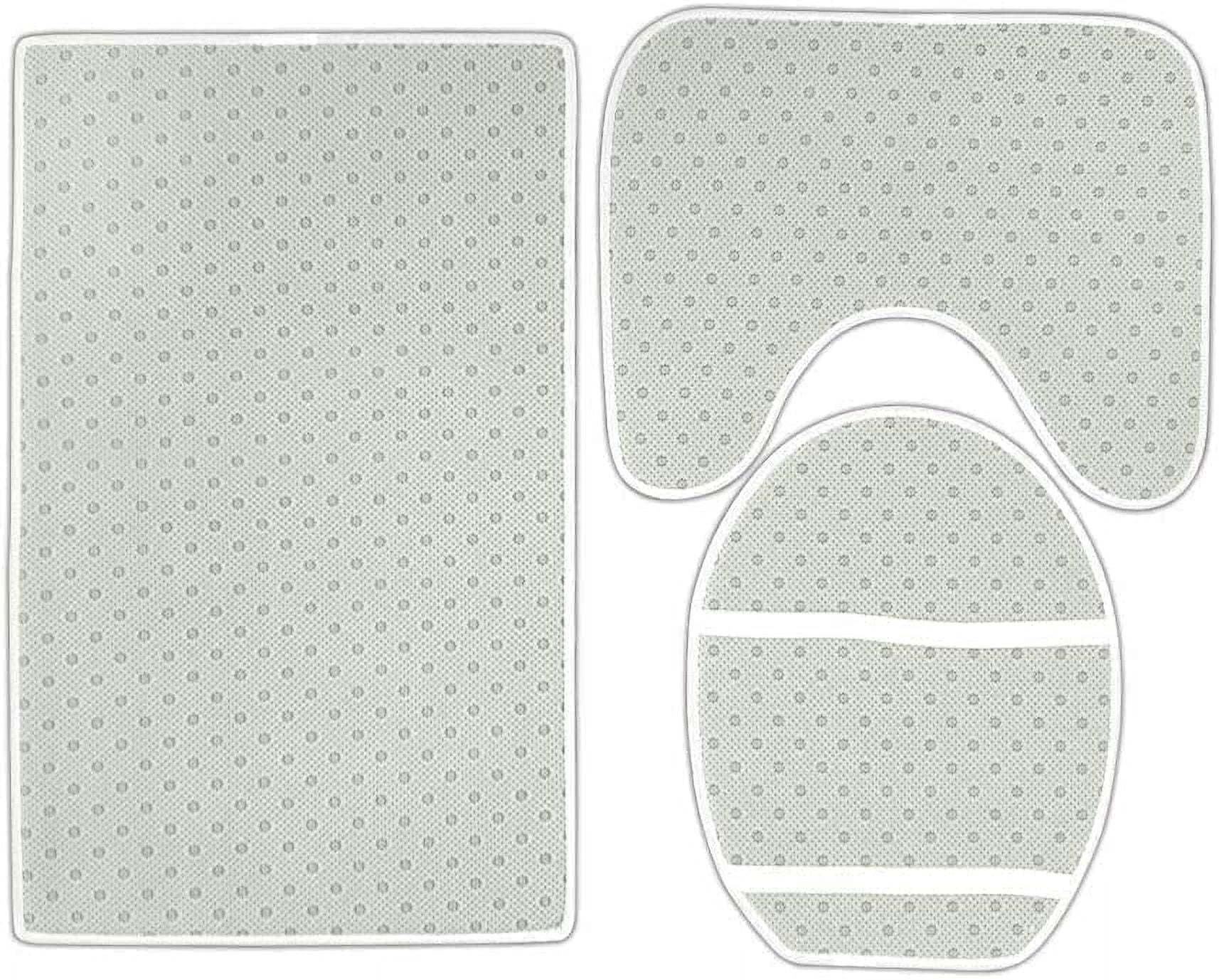 Rustic Farmhouse Bath Mat Set, Farm Gray Daisy Floral Flowers and Butterfly on Country Wooden Bathroom Mat Set with Non-Slip Bath Rug, Soft Toilet Lid Cover and Contour Mat, Turquoise Gray (Gray)
