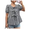 thumbnail image 1 of Blusa WDIRARA de manga corta abullonada con estampado floral para mujer, 1 of 6