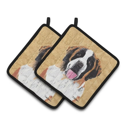 

Carolines Treasures SC9129PTHD Saint Bernard Wipe your Paws Pair of Pot Holders 7.5HX7.5W multicolor
