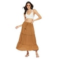 thumbnail image 1 of Women Solid Skirt Long Ruffle Layered Ladies Skirts for Summer with Elastic Waist Online, 1 of 1