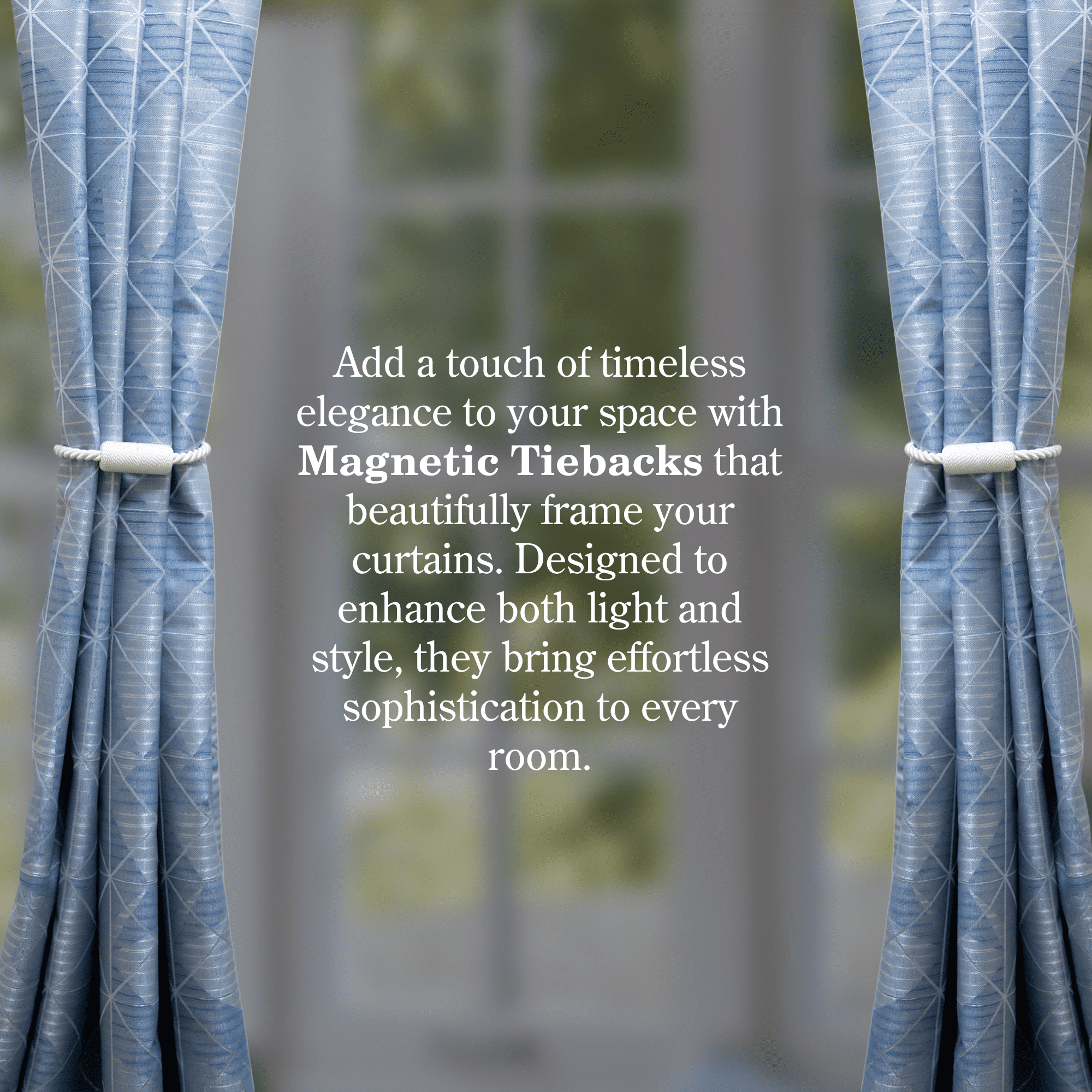 Mainstays 2-Pack Magnetic Tiebacks for Curtains, 18 Inch - White