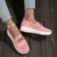 thumbnail image 4 of NOKIO Walking Shoes Women Breathable Soft Slip On Sneakers Women's Shoes Single Shoes 2024 Summer Solid Color Large Size Flat Shoes Chain Flying Woven Breathable Wedge Casual Shoes, 4 of 4