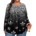 thumbnail image 2 of TQWQT Women's Plus Size Tops Fashion Womens 5x Blouse V Neck Ethnic Floral Print Long Sleeve Shirts Dressy Casual Graphic Tees Loose Fit Fall Outfits Gray 2XL, 2 of 5