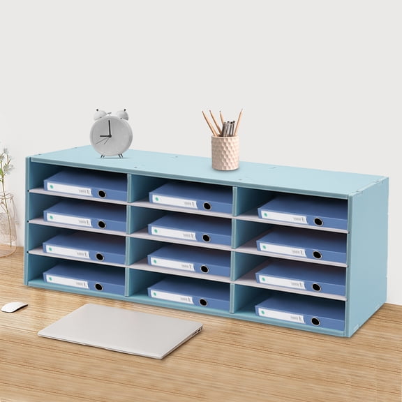 4-Tier 12-Slot PVC Mail Sorter Organizer Freestanding for Home Office Classroom
