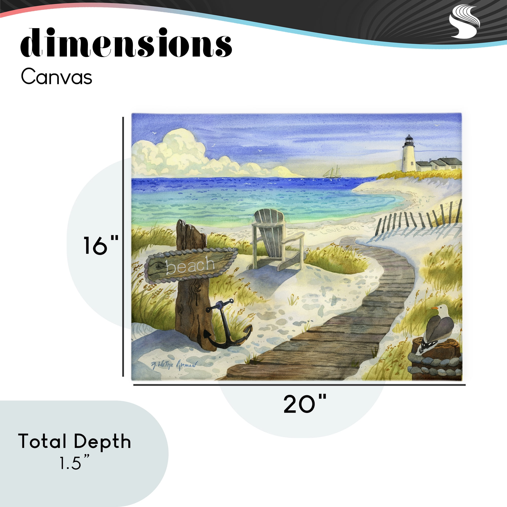Stupell Industries Boardwalk To The Lighthouse Canvas Wall Art, design by Robin Altman