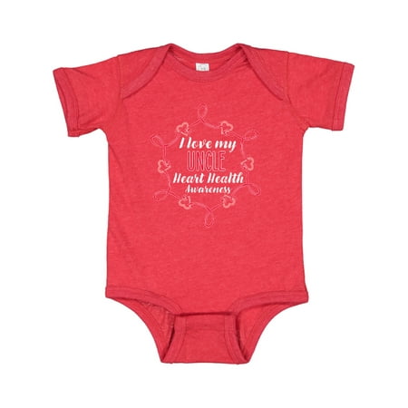 

Inktastic I Love My Uncle Heart Health Awareness Gift Baby Boy or Baby Girl Bodysuit