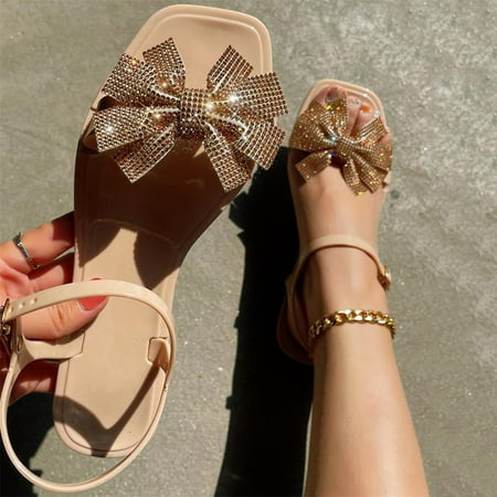 

PEASKJP Brown Sandals Women Women Bohemian Thick Soled Comfortable Wedges Open Toe Casual Sandals Shoes Women Sandals Khaki 6.5