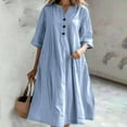 thumbnail image 2 of Women's Casual Linen Dress V Neck Half Sleeve Loose Fit Pocket Detail Comfortable Summer Outfits Breathable Stylish Everyday Wear, 2 of 2