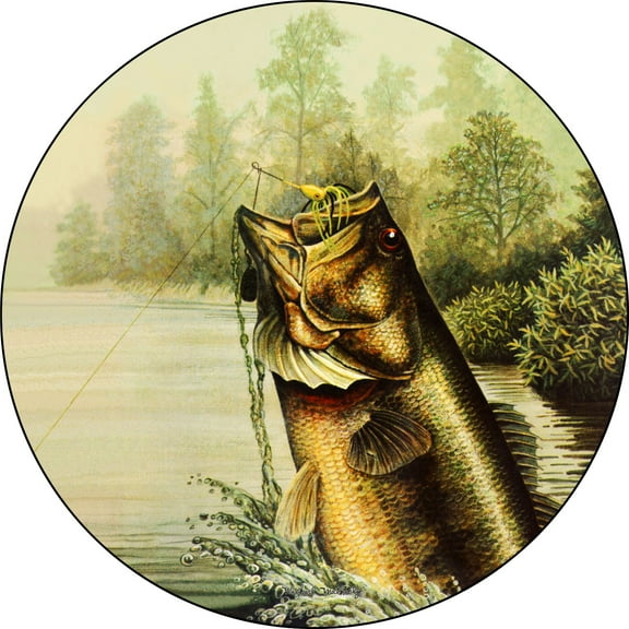 Tire Cover Central Large Mouth Bass Black Vinyl (Select Size/Camera in Menu) 255/70r18