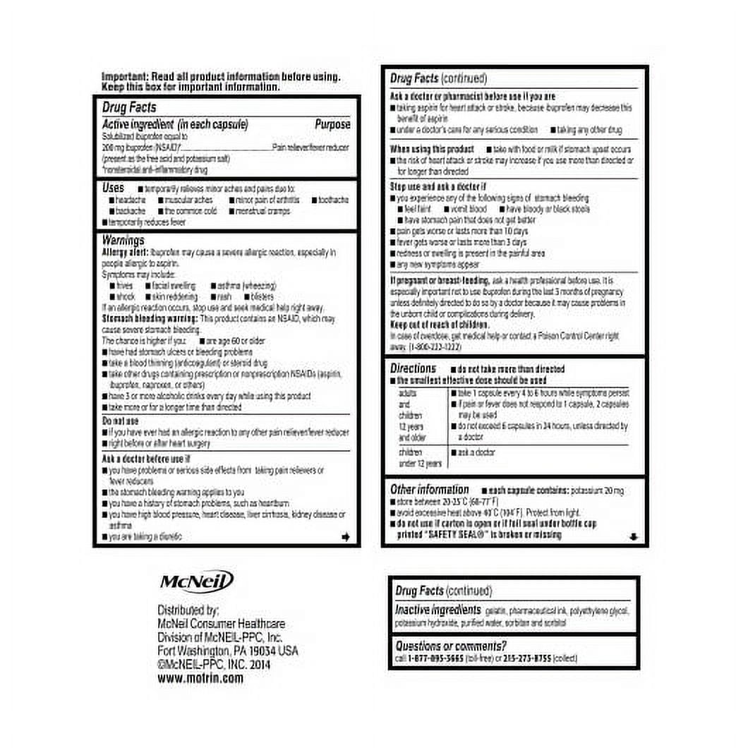 24 PACKS : Motrin Liquid Gels, 20 Count