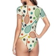 thumbnail image 4 of Daiia Racket and Tennis Ball print Women's Crew Neck Short Sleeve Bodysuit Fashion Tops Fit Casual Basic Extender Bodysuit-Small, 4 of 9
