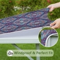 thumbnail image 6 of Blue Ethnic Paisley Pattern Square Fitted Tablecloth with Elastic Edge,Square Table Cover,Washable Elastic Table Cover for Home Kitchen Party Decor 36"x36", 6 of 6