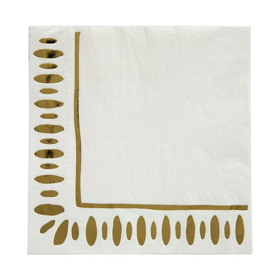 White & Gold Luncheon Napkins - 16 pieces