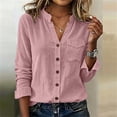 thumbnail image 5 of Neewe Womens Classic Plain Shirt Casual Collar Long Sleeve Loose Fit Button Down Tops Daily Outfits, 5 of 5